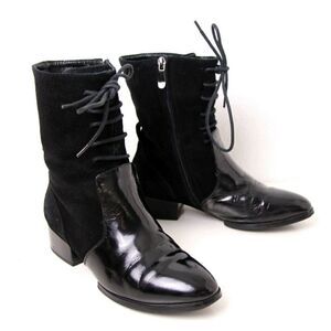 ALEXANDER WANG LACE UP BLACK GENUINE SUEDE LEATHER LOW HEEL ANKLE BOOTS SHOES 36